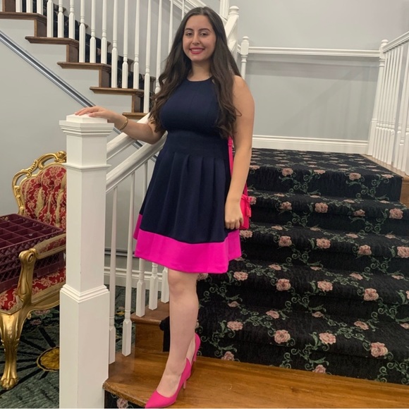 Vince Camuto color block halter dress - Picture 2 of 6